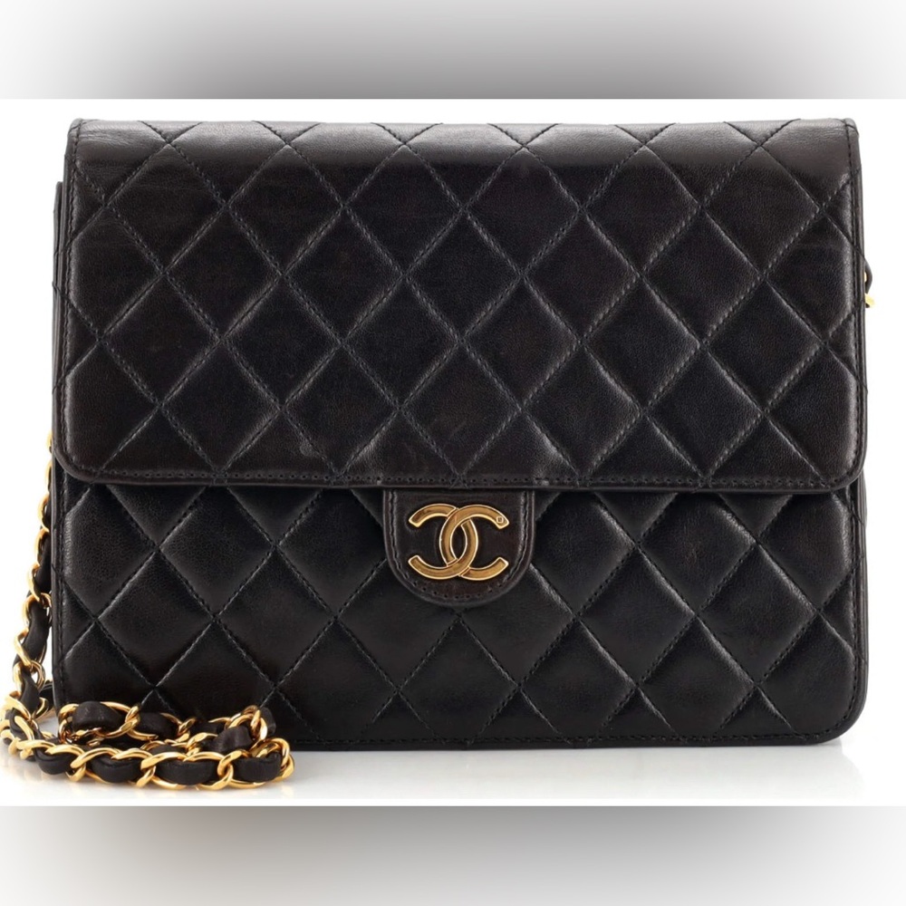 CHANEL  Vintage Small Classic Single Flap  Shoulder Bag  Lambskin/ Black